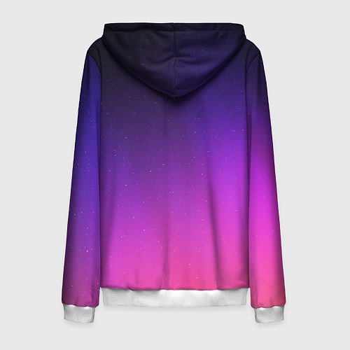 Мужская толстовка на молнии Розовофиолетовый градиент / 3D-Белый – фото 2