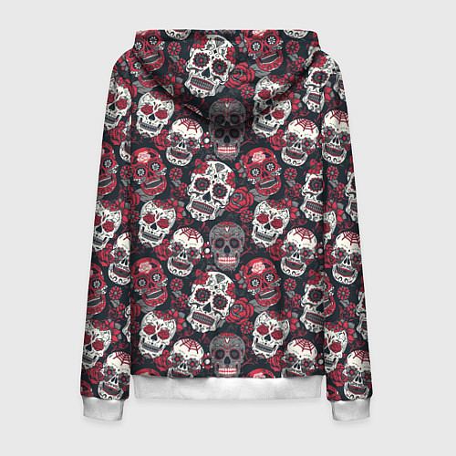 Мужская толстовка на молнии День мертвых Черепа Мексика / 3D-Белый – фото 2