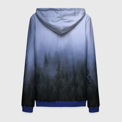 Мужская толстовка на молнии Лес в ночи / 3D-Синий – фото 2