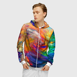 Толстовка 3D на молнии мужская MULTICOLORED SWIRLS, цвет: 3D-белый — фото 2