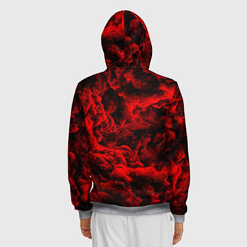 Мужская толстовка на молнии Красный дым Red Smoke Красные облака / 3D-Меланж – фото 4