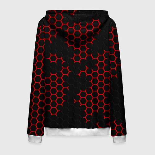 Мужская толстовка на молнии НАНОКОСТЮМ Black and Red Hexagon Гексагоны / 3D-Белый – фото 2