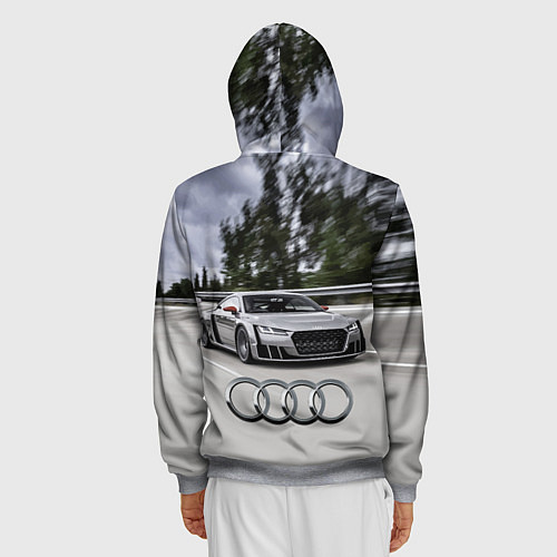Мужская толстовка на молнии Ауди на скоростном шоссе Audi on the expressway / 3D-Меланж – фото 4