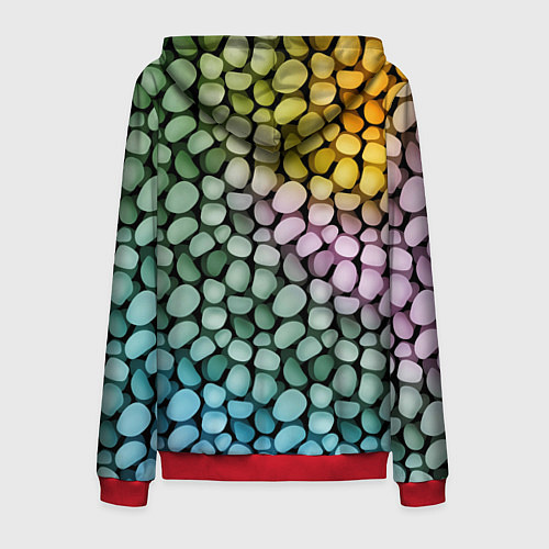 Мужская толстовка на молнии Морские розовые голубые желтые камешки / 3D-Красный – фото 2