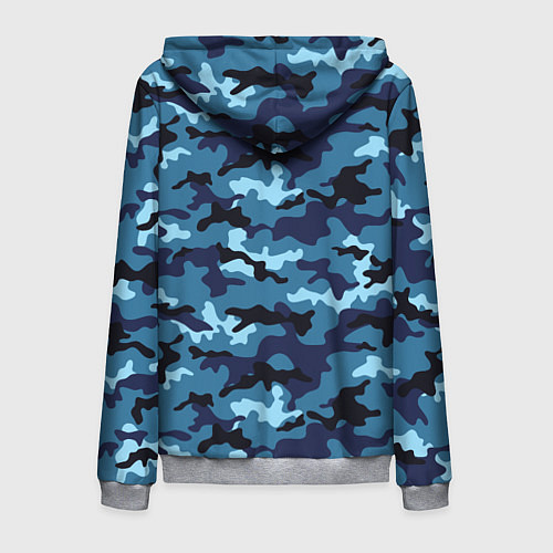 Мужская толстовка на молнии Камуфляж Тёмно-Синий Camouflage Dark-Blue / 3D-Меланж – фото 2