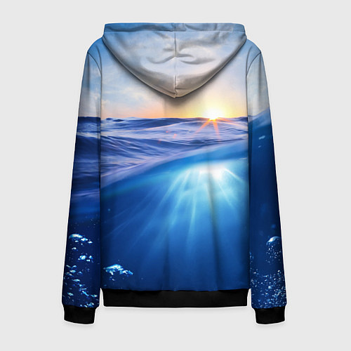 Мужская толстовка на молнии Грань между небом и водой / 3D-Черный – фото 2