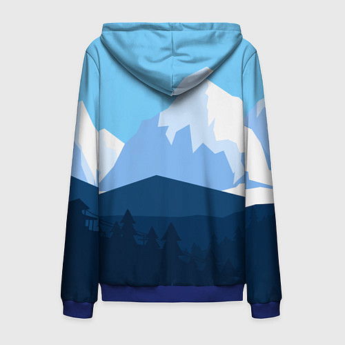 Мужская толстовка на молнии Горы, лес, канатная дорога / 3D-Синий – фото 2