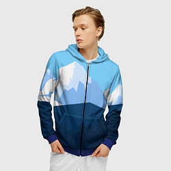 Толстовка 3D на молнии мужская Горы, лес, канатная дорога, цвет: 3D-синий — фото 2