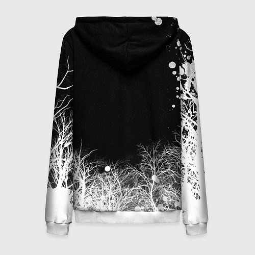 Мужская толстовка на молнии Белый Неон над лесом White Neon / 3D-Белый – фото 2