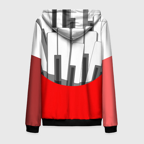 Мужская толстовка на молнии Клавиши фортепиано как картошка фри / 3D-Черный – фото 2