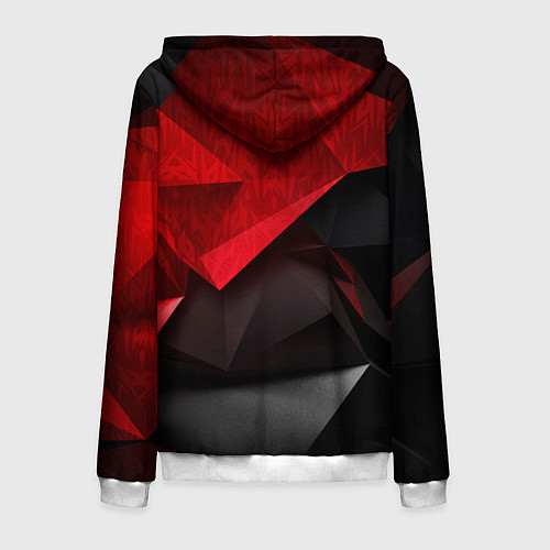Мужская толстовка на молнии Красно-черный фон абстракция / 3D-Белый – фото 2