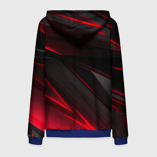 Мужская толстовка на молнии Красно-черный фон / 3D-Синий – фото 2