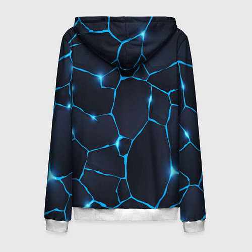Мужская толстовка на молнии Синие разломы / 3D-Белый – фото 2