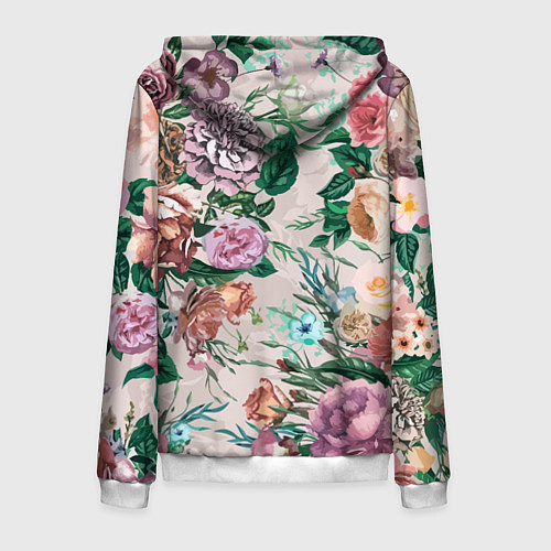 Мужская толстовка на молнии Color floral pattern Expressionism Summer / 3D-Белый – фото 2