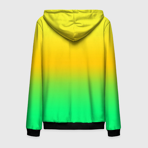 Мужская толстовка на молнии Неоновый градиентный желто-зеленый фон / 3D-Черный – фото 2