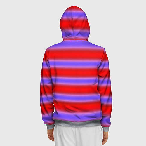 Мужская толстовка на молнии Striped pattern мягкие размытые полосы красные фио / 3D-Меланж – фото 4