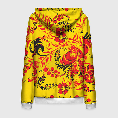 Мужская толстовка на молнии Хохломская Роспись Цветы / 3D-Белый – фото 2