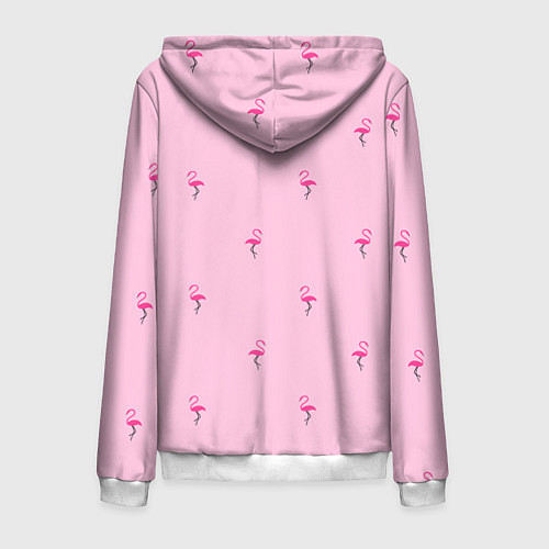 Мужская толстовка на молнии Фламинго на розовом фоне / 3D-Белый – фото 2