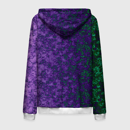 Мужская толстовка на молнии Marble texture purple green color / 3D-Белый – фото 2