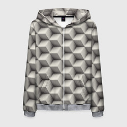 Толстовка 3D на молнии мужская 3D Куб Оптическая иллюзия 3D Cube, цвет: 3D-меланж