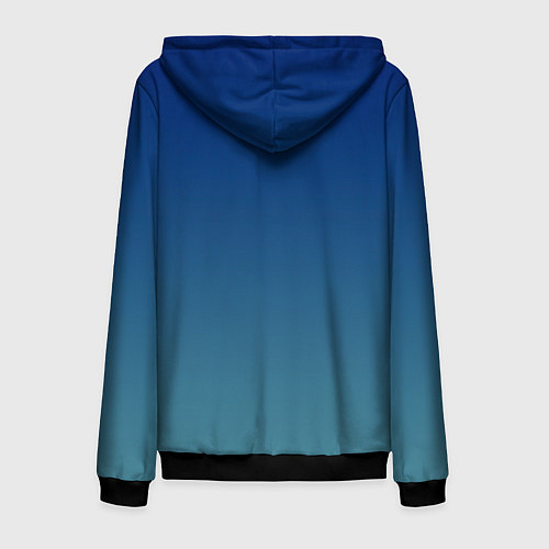 Мужская толстовка на молнии Текстурированный сине-бирюзовый градиент / 3D-Черный – фото 2
