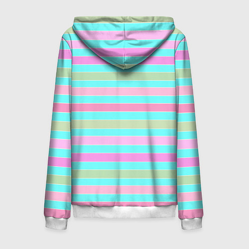 Мужская толстовка на молнии Pink turquoise stripes horizontal Полосатый узор / 3D-Белый – фото 2