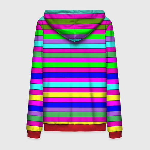 Мужская толстовка на молнии Multicolored neon bright stripes / 3D-Красный – фото 2