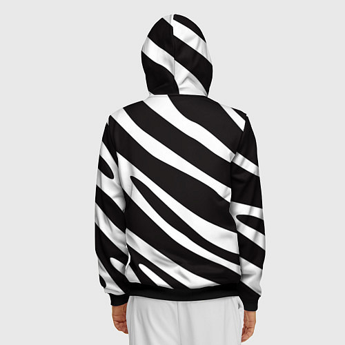 Мужская толстовка на молнии Анималистичный рисунок зебра / 3D-Черный – фото 4