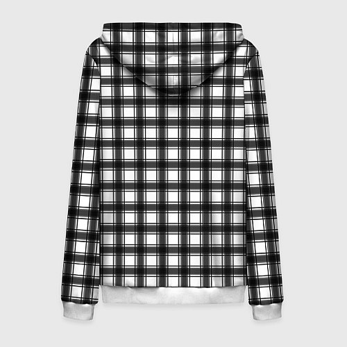 Мужская толстовка на молнии Black and white trendy checkered pattern / 3D-Белый – фото 2