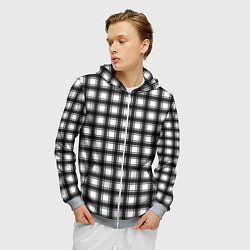 Толстовка 3D на молнии мужская Black and white trendy checkered pattern, цвет: 3D-меланж — фото 2