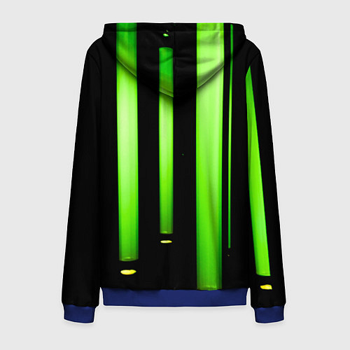 Мужская толстовка на молнии Абстрактные неоновые колбы с кислотой - Зелёный / 3D-Синий – фото 2