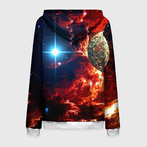 Мужская толстовка на молнии Яркая звезда в космическом пространстве / 3D-Белый – фото 2