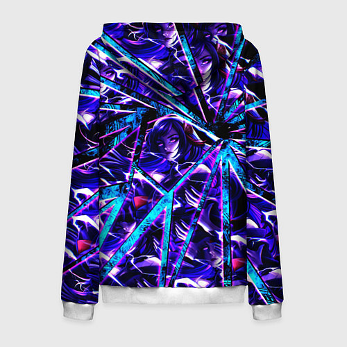 Мужская толстовка на молнии Genshin Impact Шогун Райден осколки / 3D-Белый – фото 2