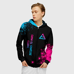 Толстовка 3D на молнии мужская Thirty Seconds to Mars Neon Gradient, цвет: 3D-черный — фото 2