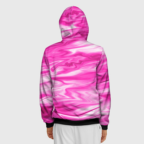 Мужская толстовка на молнии Розовая мраморная текстура / 3D-Черный – фото 4