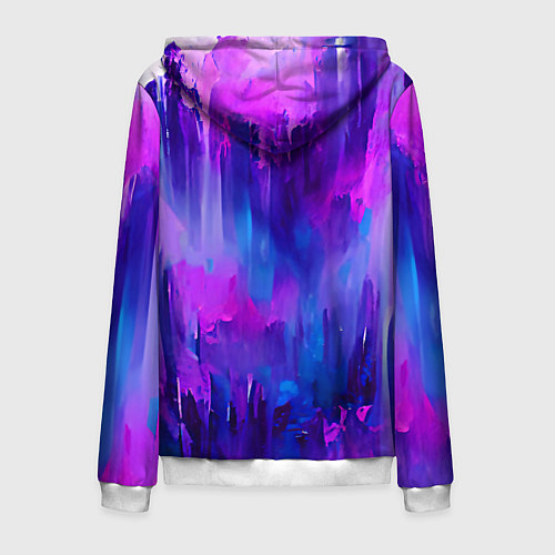 Мужская толстовка на молнии Purple splashes / 3D-Белый – фото 2