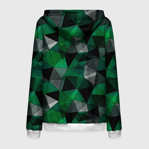 Мужская толстовка на молнии Зеленый, серый и черный геометрический / 3D-Белый – фото 2