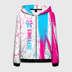 Толстовка 3D на молнии мужская Deftones neon gradient style: по-вертикали, цвет: 3D-черный