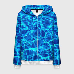 Толстовка 3D на молнии мужская Текстура поверхности воды, цвет: 3D-белый
