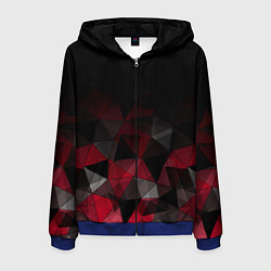 Толстовка 3D на молнии мужская Черно-красный геометрический, цвет: 3D-синий