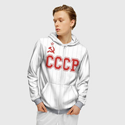 Толстовка 3D на молнии мужская СССР - Союз Советских Социалистических Республик, цвет: 3D-меланж — фото 2
