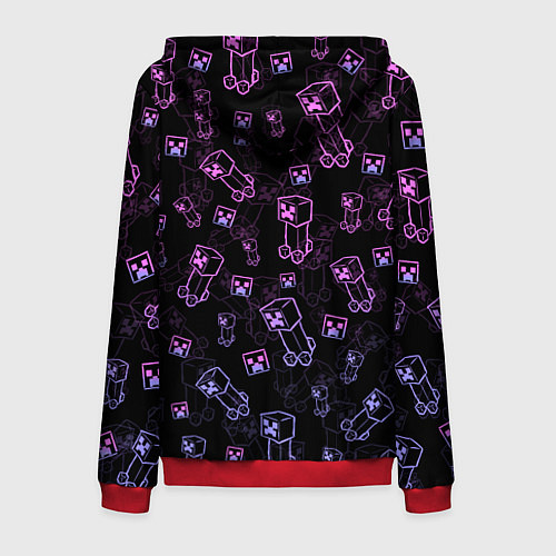 Мужская толстовка на молнии Minecraft - Creeper красивый градиент / 3D-Красный – фото 2