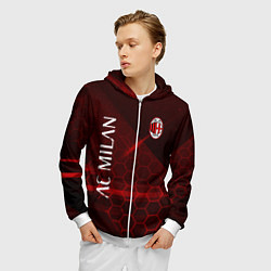 Толстовка 3D на молнии мужская Ac milan Соты, цвет: 3D-белый — фото 2