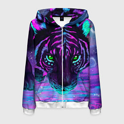 Мужская толстовка на молнии Светящийся неоновый тигр