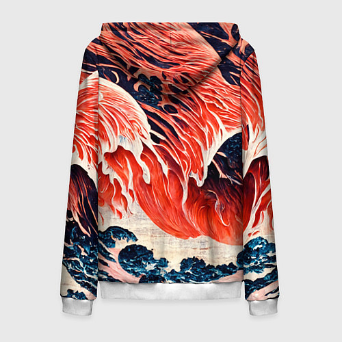 Мужская толстовка на молнии Великая красная волна / 3D-Белый – фото 2