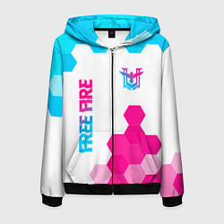 Мужская толстовка на молнии Free Fire neon gradient style: символ и надпись ве