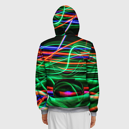 Мужская толстовка на молнии Абстрактное множество цветных линий / 3D-Меланж – фото 4