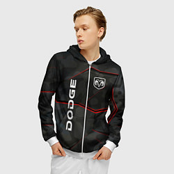 Толстовка 3D на молнии мужская Dodge абстракция спорт, цвет: 3D-белый — фото 2