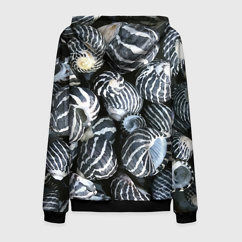 Мужская толстовка на молнии Паттерн из океанских ракушек / 3D-Черный – фото 2