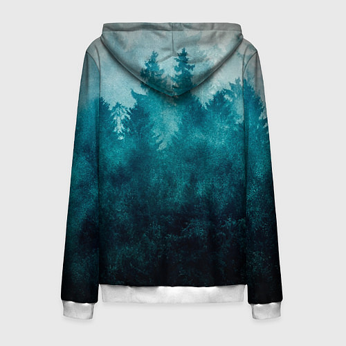 Мужская толстовка на молнии Темный хвойный лес / 3D-Белый – фото 2